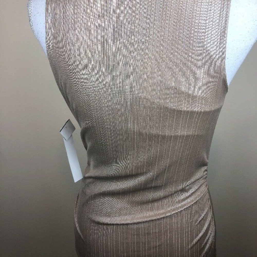 Design Lab Womens Size S Gold Champagne V-Neck Ruched Sleeveless Dress NWT - Picture 7 of 8